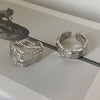 Silver Color Irregular Tin Foil Rings for Women Men Geometric Concave Convex Adjustable Ring Party Jewelry - Image 2