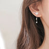 Korean Moon Pearl Zircon Stud Earrings For Women Elegant Crystal Flower Cherry Blossoms Earring Anniversary Wedding Jewelry - Image 2