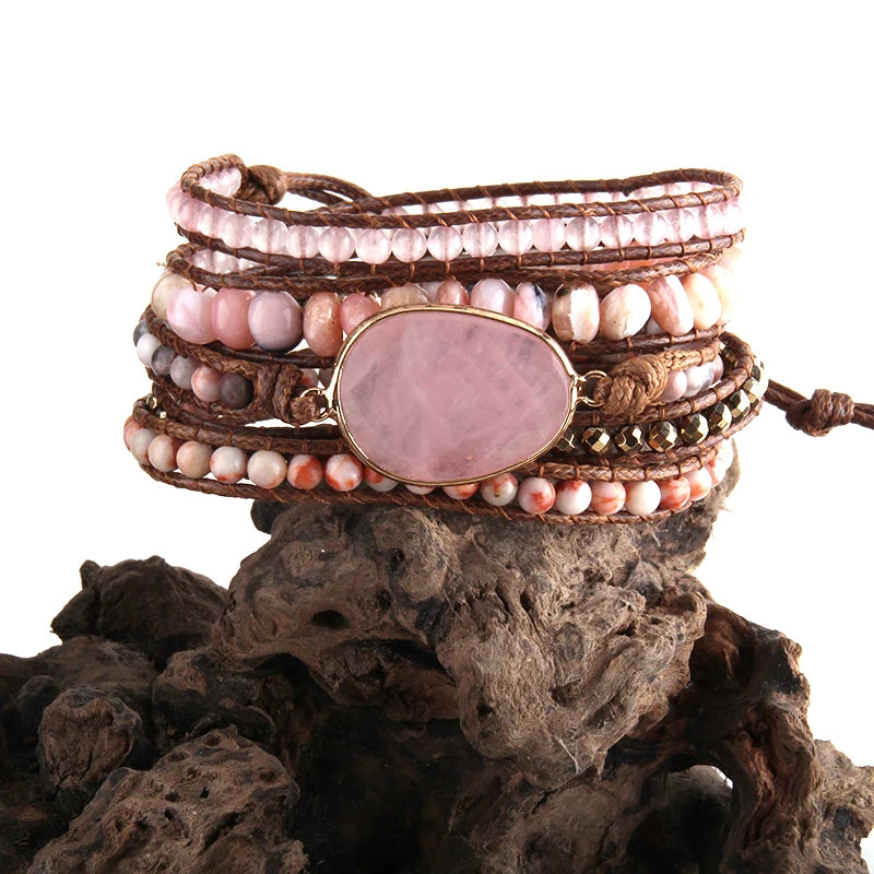 Multi-Strand Beaded Wrap Bracelet in Mixed Colors - Image 1