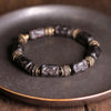 Hand Processed Strip Ebony Bracelet Do Old Hammered Copper Concave Convex Texture Black Wood Jewelry Men Women Individual Bangle - Image 1