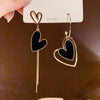 Korean Asymmetric Hollow Black Heart Dangle Earrings For Women Temperament Exaggerated Drop Earrings Party Jewelry - Image 2