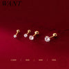 Round Cubic Zirconia Stud Earrings with Simple Bead Setting - Image 1