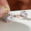 Mystic Rainbow Zircon Flower Earrings Multicolor Crystal Round Stone Hoop Earrings Rose Gold Color Engagement Earrings For Women - Image 8