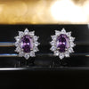 Full Zircon Stud Earrings for Women Blue/Purple/Red/Pink/Black/White/Green Oval CZ Wedding Female Jewelry - Image 14