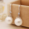 Elegant Round Imitation Pearl Dangle Earrings Dazzling CZ Women Engagement Wedding Graceful Accessories Earrings - Image 3