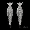 Long Tassel Drop Earrings for Women Silver Color Rhinestone Crystal Hanging Dangle Earring Bridal Wedding Jewelry - Image 55