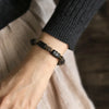 Hand Processed Strip Ebony Bracelet Do Old Hammered Copper Concave Convex Texture Black Wood Jewelry Men Women Individual Bangle - Image 2