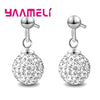 Silver Earrings Austrian Crystal Pave Disco Ball Hoop Lever Back Huggie Women Girls Jewelry - Image 16