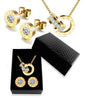 Interlocking Hoop Jewelry Kit Ladies, Rose Gold Tone Steel CZ Stone Necklace Earrings Bracelet Set Casual Daily Wear - Image 14