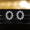 Full Zircon Stud Earrings for Women Blue/Purple/Red/Pink/Black/White/Green Oval CZ Wedding Female Jewelry - Image 16