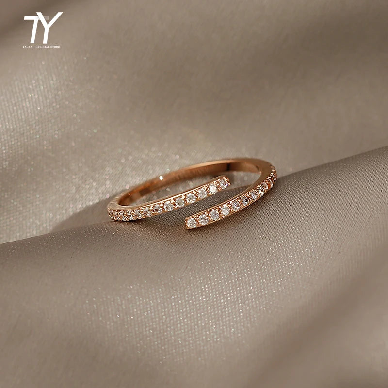 Minimalist Geometric Rose Gold Colour Rings For Woman Korean Jewelry Goth Accessories Student Girl's Simple Ring Set - Image 1