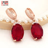 Oval Large Pink Opal Dangle Earrings For Women Wedding Jewelry Rose Gold Color Zirconia Eardrop - Image 5
