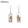 Rectangle Hook Earrings Glass Cabochon Frog and Toad Pattern Stainless Steel Earrings Jewelry - Image 3