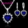 Wding Engagement Anniversary Gift Jewelry Sets Silver Color Stamped Heart Pendant Hoop Earrings for Women Girls - Image 13