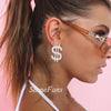 Stonefans Statement Women Rhinestone Dollar Sign Earrings Trend Jewelry Piercing Hanging Dangle Earrings Aesthetic