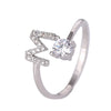 Buyee Silver Female Ring Finger White Zircon A-Z Letter Open Ring for Women Party Jewelry Circle - Image 24