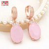 Oval Large Pink Opal Dangle Earrings For Women Wedding Jewelry Rose Gold Color Zirconia Eardrop - Image 10