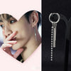 1 PC Boy Korean Punk Stainless Steel Cross Hoop Earring For Men Long Chain Tassel Leaf Moon Rock Hip Hop Piercing Stud Jewelry - Image 2