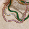 Christmas Jewelry Gift For Ladies Square Tennis Chain Choker Necklace Green Pink White Black Crystal Necklace - Image 20