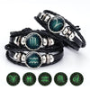 12 Zodiac Sign Glow in The Dark bracelet Bangle For Women Men Glass Constellations Charm Leather Rope Chains Jewelry - Image 1