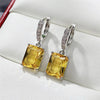 Classic 4 Claws Square Shape Women Drop Earring with Small Hoop Ladies Earring Shine Cubic Zirconia Jewelry - Image 5