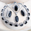 Women Bridal Jewelry Sets Silver Black Cubic Zirconia Jewellery Wedding Earrings Rings Bracelets Pendant Necklace - Image 1