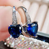 Blue CZ Heart Earrings for Women Simple and Elegant Wedding Accessories Silver Color Versatile Ear Jewelry Gift - Image 1