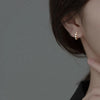 Silver Geometric Diamond Pavé CZ Zircon Charm Hoop Earrings for Women French Huggies Piercing Jewelry - Image 4