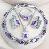 Bridal Silver Jewelry Sets Blue Zirconia Ladies Costume Pendant Wedding Necklace Set For Women Stone Earrings Bracelets Ring - Image 9