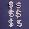 Stone Fans New Long Dollar Earring Retro Jewelry For Women Exaggerated Shiny Letter Rhinestone Earrings Accessories