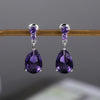 Cubic Zirconia Water Drop Charm Women Drop Earring Wedding Band Jewelry White/Purple Earrings - Image 15