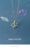 Modian Trendy Blue Crystal Planet Pendant Necklace for Women 100% 925 Sterling Silver  Link Chain Necklace Fine Jewelry