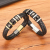 Braided Wrap Rope Black Leather Bracelets For Men Simple Stainless Steel Charm Vintage Bangles Jewelry Gift - Image 3