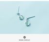 Modian 100% Real 925 Sterling Silver Round Green Opal Crystal Stud Earrings for Women Wedding Statement Jewelry Boucles