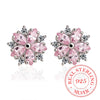 Silver Snowflake Pink Quartz Earrings for Women Silver Jewelry Cute Stud Earring Engagement Party Jewellery - Image 1