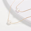 Two-Layer Stainless Steel Necklace with Pearl Charms - Image 2