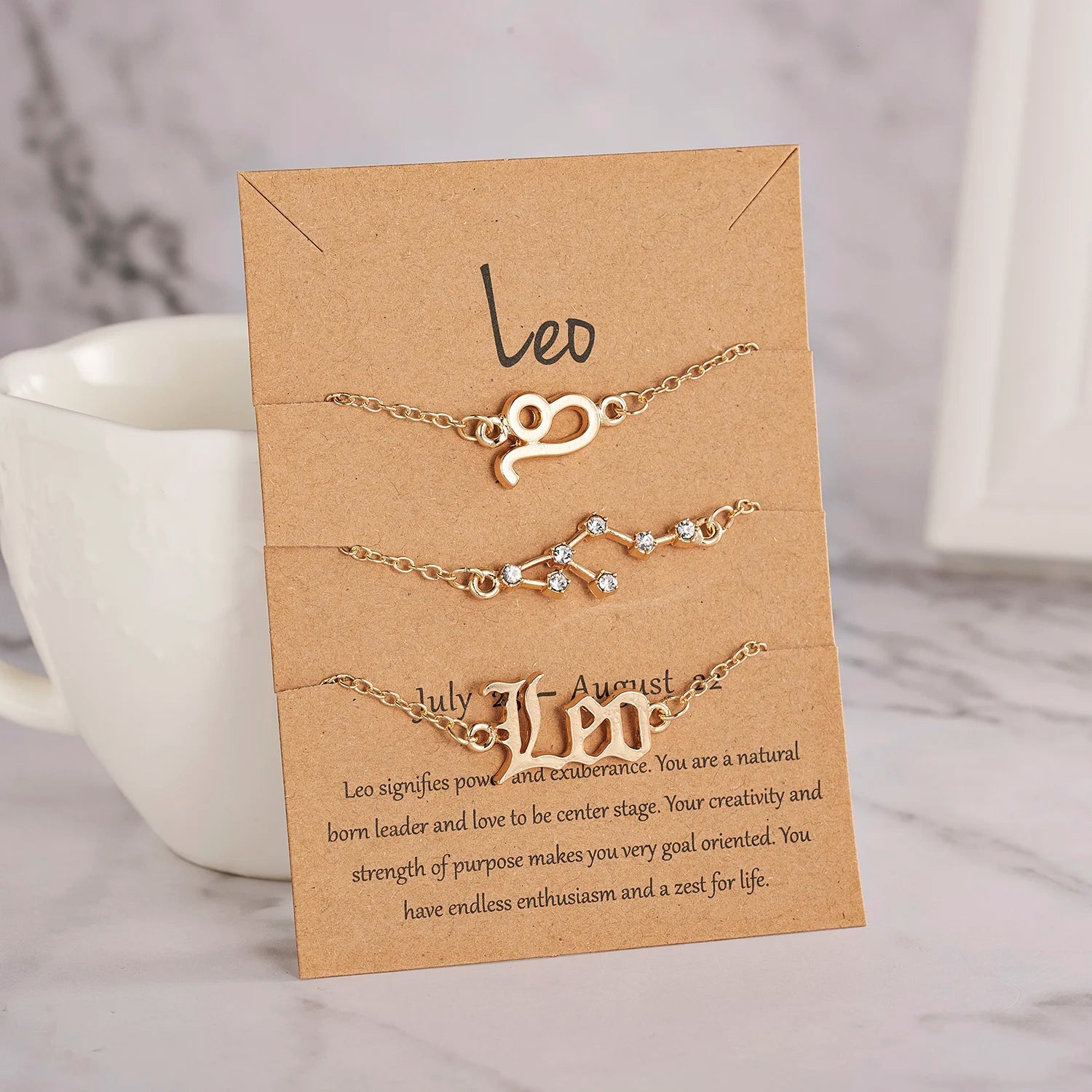 3 PCS/Set Zodiac Sign Chain Bracelet for Women Couple 12 Constellation Gold Color Star Rhinestone Birthday Jewelry Aries Gifts - Image 1