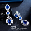BeaQueen Dark Blue Cubic Zirconia Long Water Drop Statement Clip On Earrings Without Piercing for Women Ear Clips Jewelry - Image 3