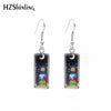 Sun and Moon Rectangular Earring Day and Night Art Fish Hook Earrings Glass Cabochon Handmade Jewelry - Image 4