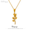 Metal Rose Flower Pendant Necklace 316 Stainless Steel Jewelry Collar Necklace цепочка на шею женская - Image 1