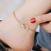 316L Stainless Steel Jewelry Embedded Zircon Round Roman Numerals Ankle Ornaments Charm Chain Anklet For Women - Image 1