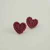 Cozy Knitted Texture Heart Studs Sweater Pattern Polymer Clay Earrings Small Love Heart Jewelry Handcrafted Sweet Daily Wear - Image 10