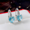 Blue CZ Heart Earrings for Women Simple and Elegant Wedding Accessories Silver Color Versatile Ear Jewelry Gift - Image 5