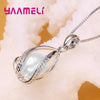 Elegant Gift Jewelry Sets for Women Female Silver Color Rotating Freshwater Pearl Pendant Necklace Huggie Earrings - Image 4