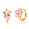 Cute Star Five Pink CZ Flower Small Circle Loop Huggie Hoop Earrings For Womens Children Girls Baby Kids Anti-Allergic Jewelry - Image 7