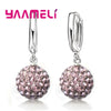 Silver Earrings Austrian Crystal Pave Disco Ball Hoop Lever Back Huggie Women Girls Jewelry - Image 13