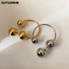 Temperament Charm Metal Hoop Earring Personality Round Bead Ball Dangle Earring For Women Jewelry Supply - Image 2