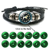 Luminous Bracelet 12 Zodiac Leo Libra Sagittarius Capricorn Aquarius Braided Leather Bracelet Glowing Jewelry - Image 1