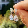 Cubic Zirconia Water Drop Charm Women Drop Earring Wedding Band Jewelry White/Purple Earrings - Image 4