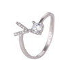 Buyee Silver Female Ring Finger White Zircon A-Z Letter Open Ring for Women Party Jewelry Circle - Image 15